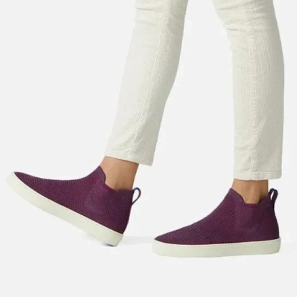 Rothy's The Chelsea Berry Lattice Knit High Top Sneaker‎ Ankle Boots Size 9.5